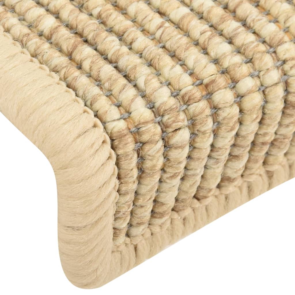 Tapis d'escalier autocollants 15 pcs 65x21x4 cm Beige