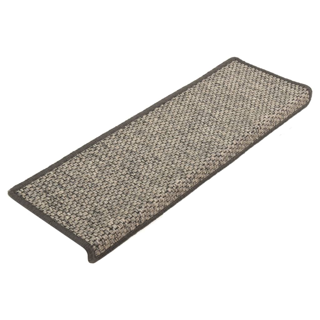 Tapis d'escalier autocollants 15 pcs 65x21x4 cm Gris et beige