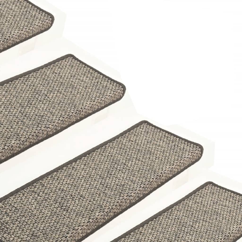 Tapis d'escalier autocollants 15 pcs 65x21x4 cm Gris et beige