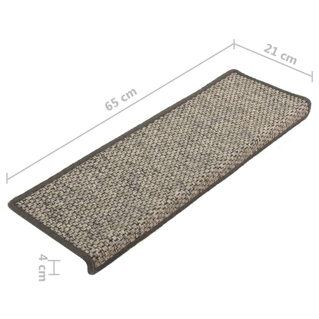 Tapis d'escalier autocollants 15 pcs 65x21x4 cm Gris et beige