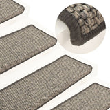 Tapis d'escalier autocollants 15 pcs 65x21x4 cm Gris et beige