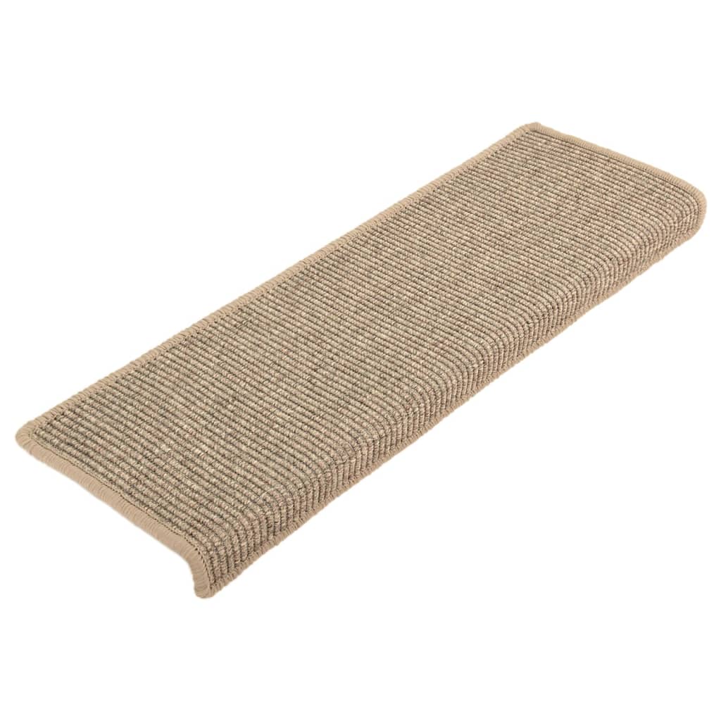 Tapis d'escalier auto-adhésifs 15 pcs Beige foncé 65x21x4 cm