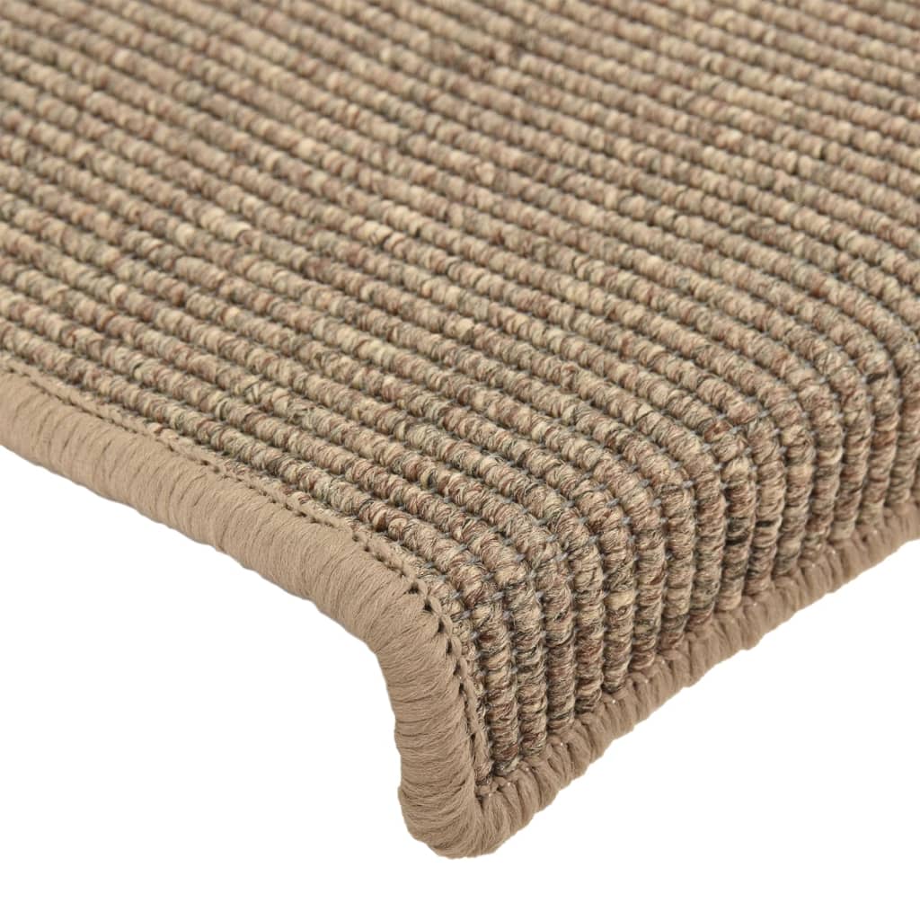 Tapis d'escalier auto-adhésifs 15 pcs Beige foncé 65x21x4 cm