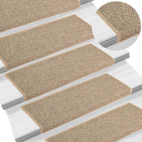 Tapis d'escalier auto-adhésifs 15 pcs Beige foncé 65x21x4 cm