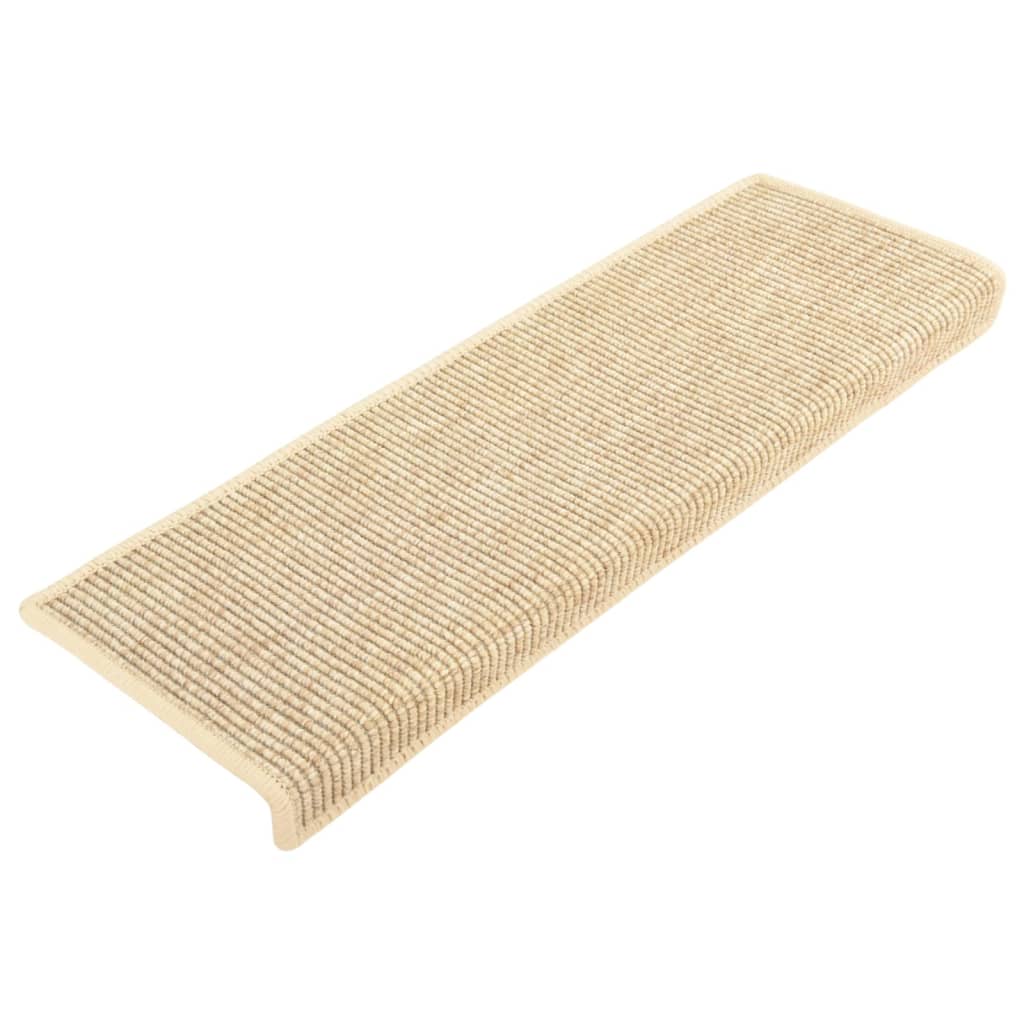 Tapis d'escalier autocollants 15 pcs 65x21x4 cm Beige clair