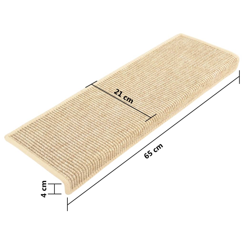 Tapis d'escalier autocollants 15 pcs 65x21x4 cm Beige clair