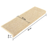 Tapis d'escalier autocollants 15 pcs 65x21x4 cm Beige clair