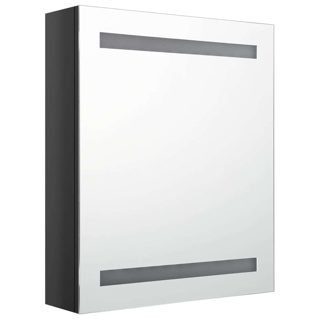 Black Gloss LED Mirror Bathroom Cabinet 50x14x60 cm