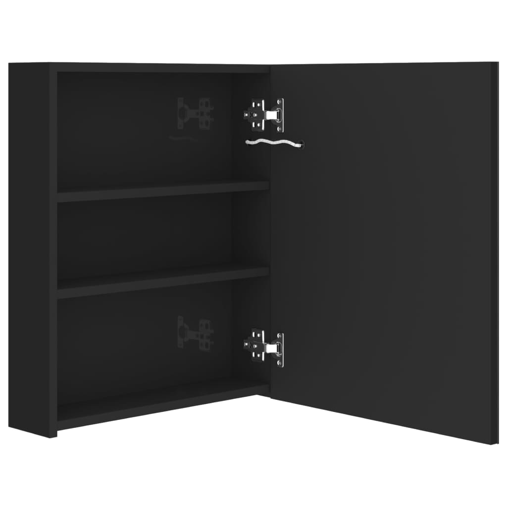 Black Gloss LED Mirror Bathroom Cabinet 50x14x60 cm