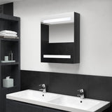 Black Gloss LED Mirror Bathroom Cabinet 50x14x60 cm