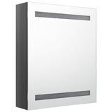 Armoire de salle de bain à miroir LED Gris brillant 50x14x60 cm