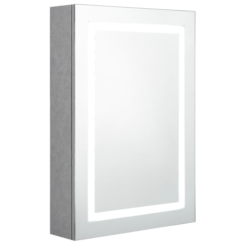 Armoire de salle de bain à miroir LED gris béton 50x13x70 cm