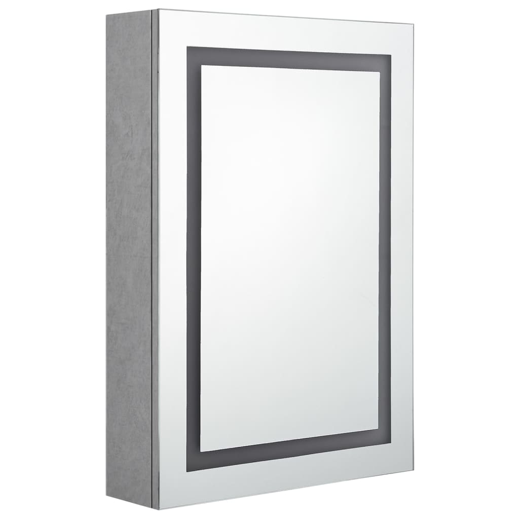 Armoire de salle de bain à miroir LED gris béton 50x13x70 cm