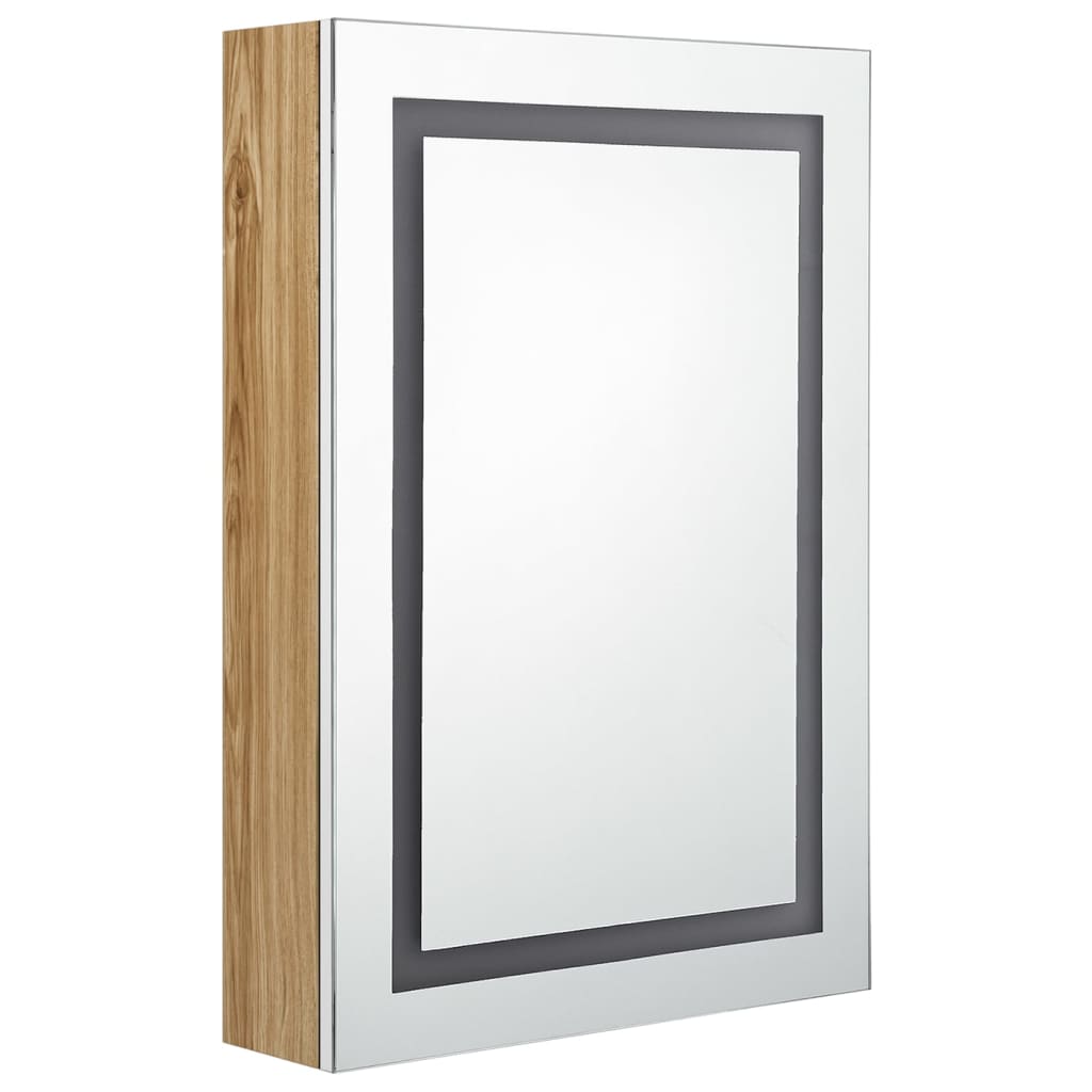 Armoire de salle de bain à miroir LED blanc et chêne 50x13x70cm