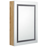 Armoire de salle de bain à miroir LED blanc et chêne 50x13x70cm