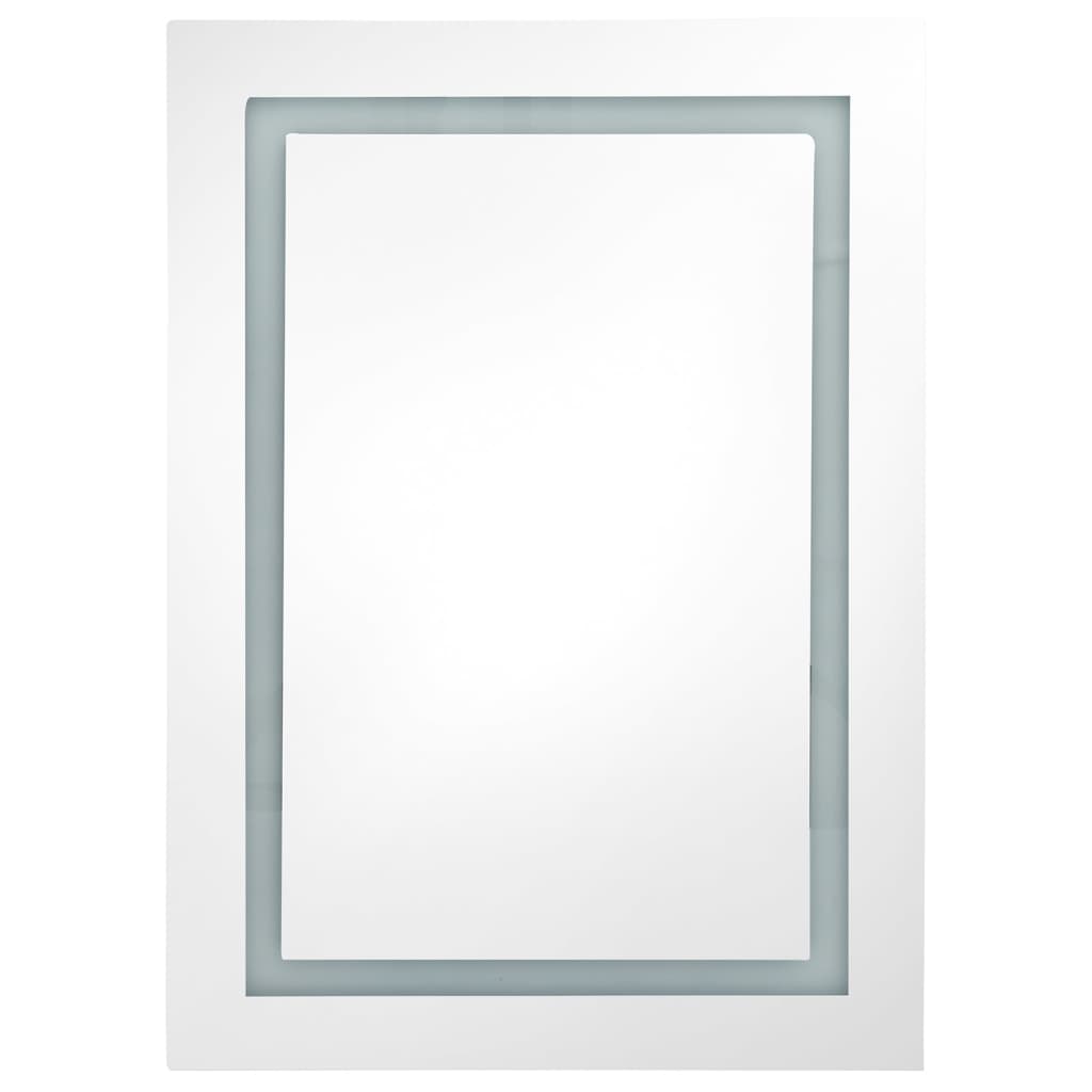 Armoire de salle de bain à miroir LED Blanc brillant 50x13x70cm