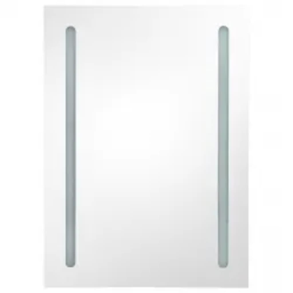 Armoire de salle de bain à miroir LED gris béton 50x13x70 cm