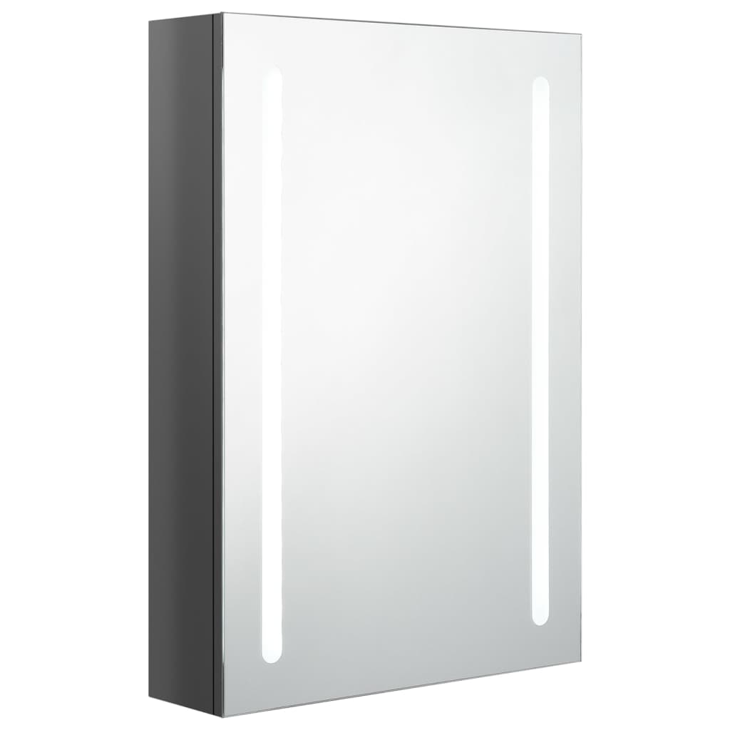 LED mirror bathroom cabinet glossy grey 50x13x70 cm