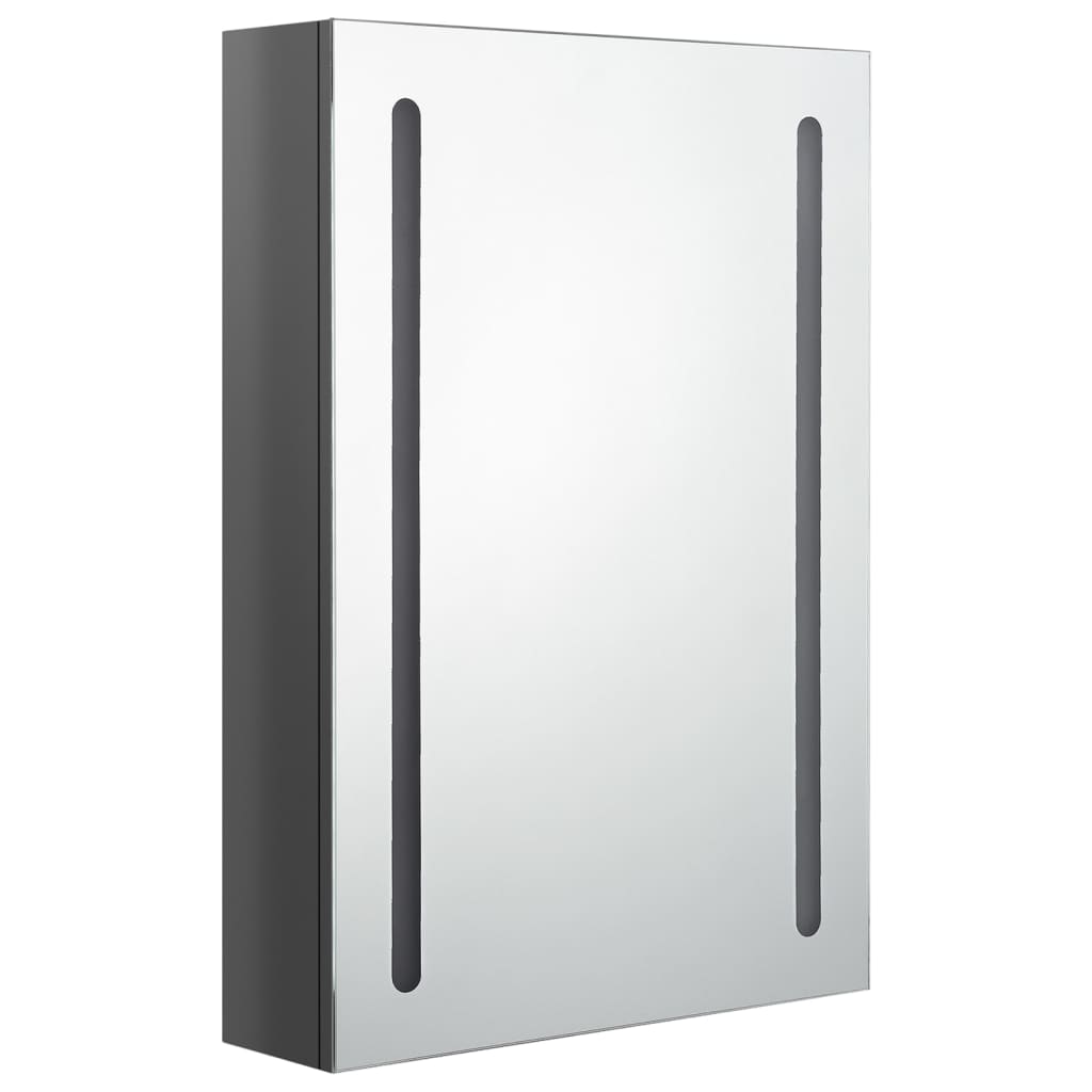 LED mirror bathroom cabinet glossy grey 50x13x70 cm