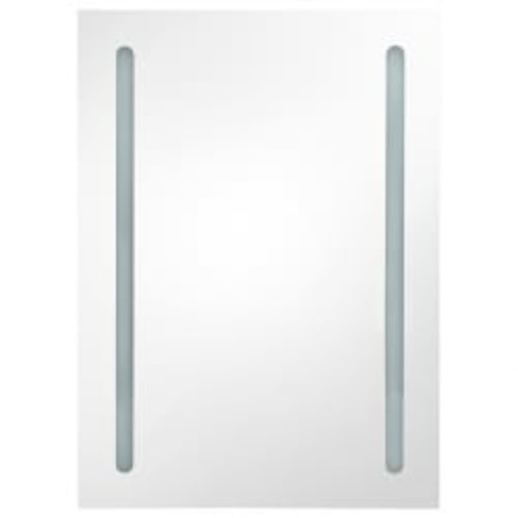 LED mirror bathroom cabinet glossy grey 50x13x70 cm