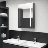 LED mirror bathroom cabinet glossy grey 50x13x70 cm