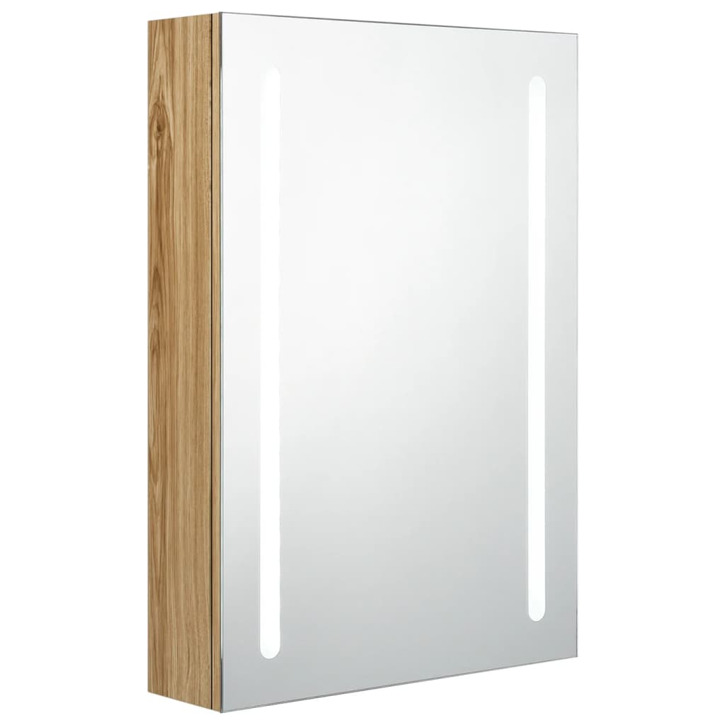 Armoire de salle de bain à miroir LED Chêne 50x13x70 cm