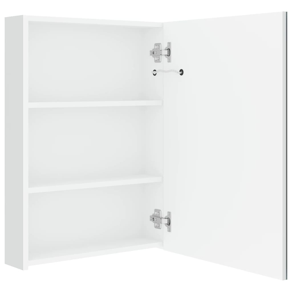 Armoire de salle de bain à miroir LED Blanc brillant 50x13x70cm