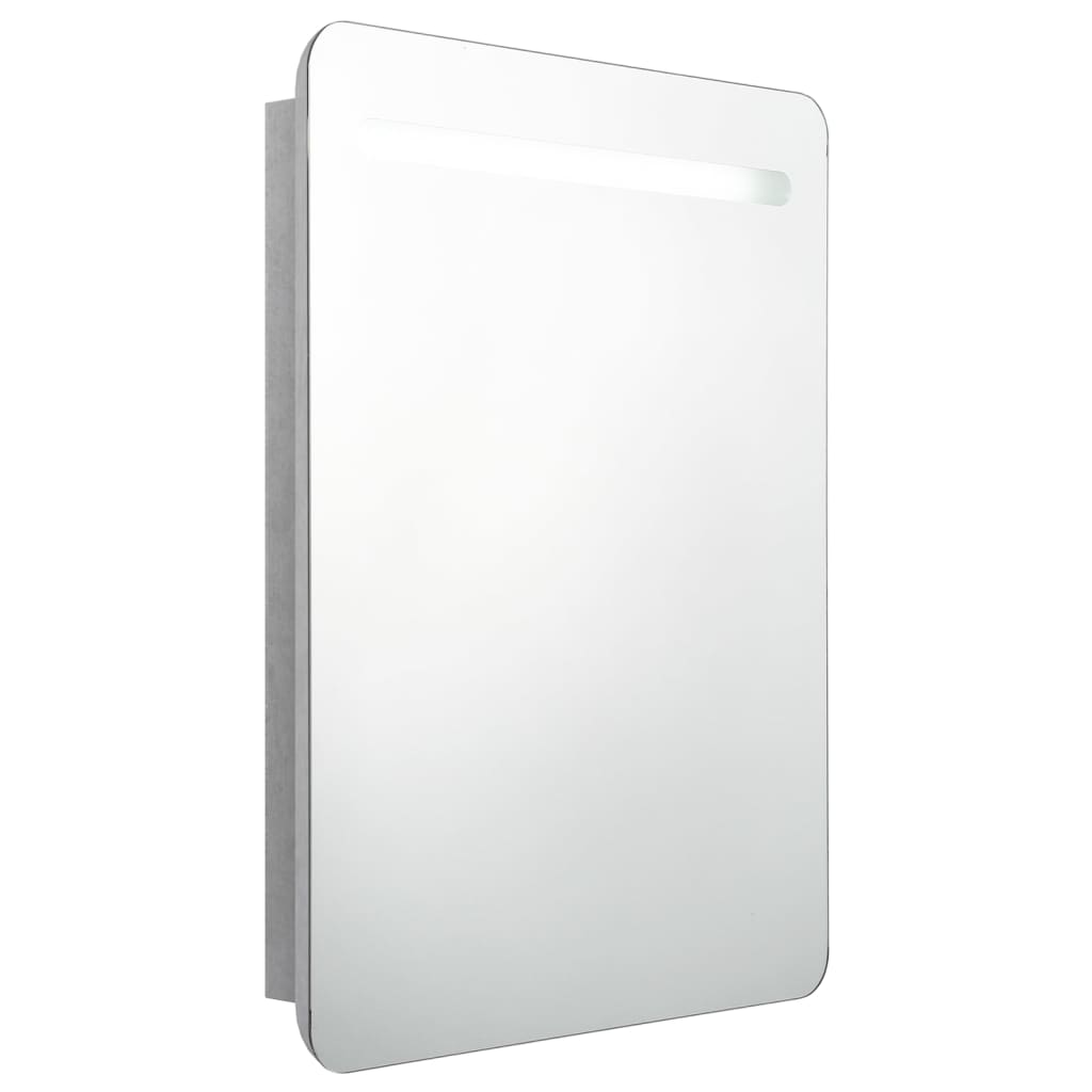 Armoire de salle de bain à miroir LED gris béton 60x11x80 cm