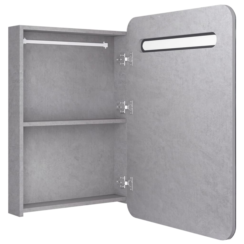 Betongrauer LED-Spiegel-Badezimmerschrank 60x11x80 cm