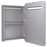 Concrete grey LED mirror bathroom cabinet 60x11x80 cm