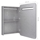 Concrete grey LED mirror bathroom cabinet 60x11x80 cm