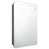 Armoire de salle de bain à miroir LED gris brillant 60x11x80 cm