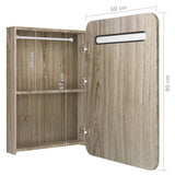 Armoire de salle de bain à miroir LED chêne 60x11x80 cm