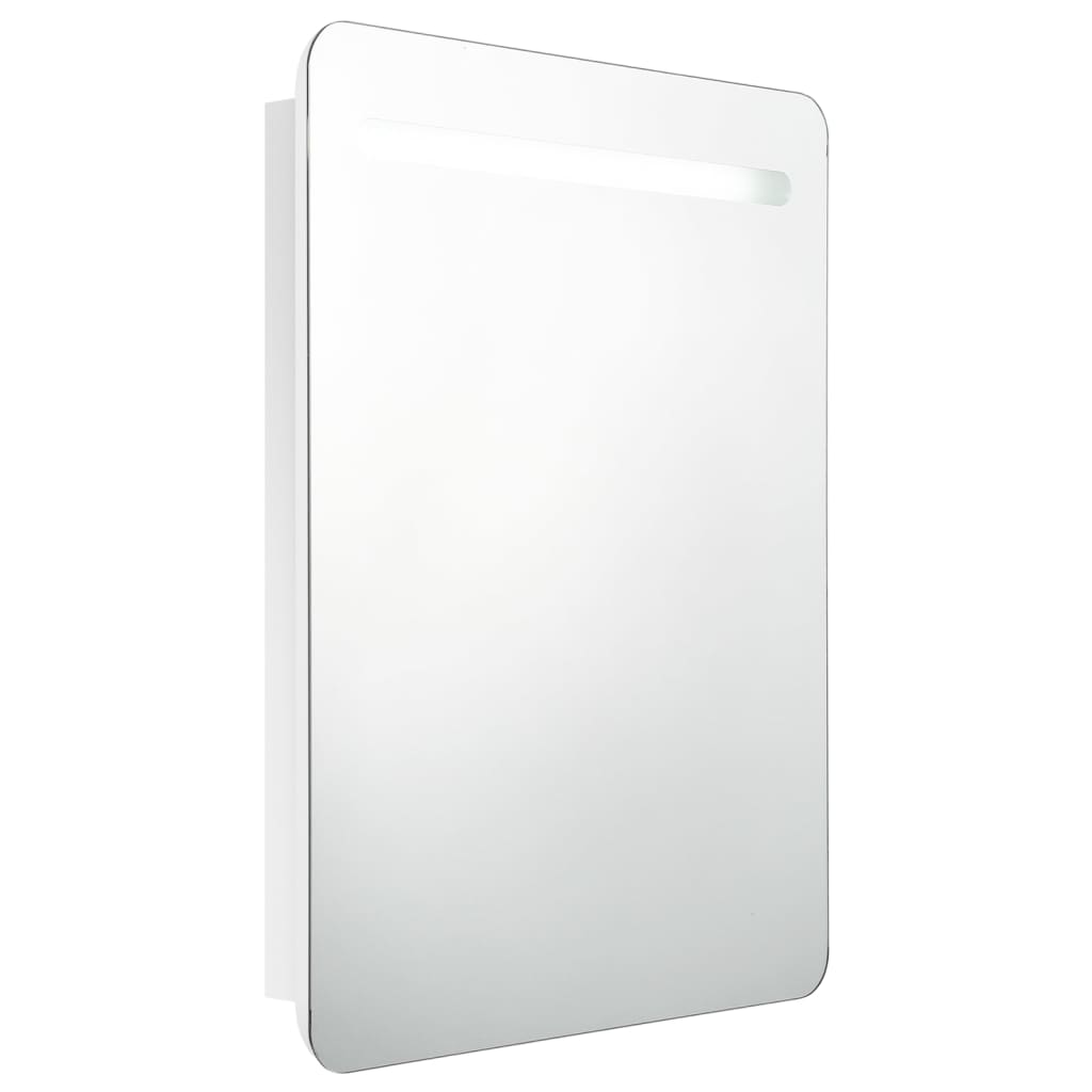 Armoire de salle de bain à miroir LED Blanc brillant 60x11x80cm