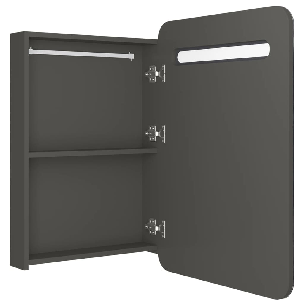 Armoire de salle de bain à miroir LED anthracite 60x11x80 cm