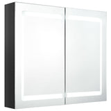 Armoire de salle de bain à miroir LED noir brillant 80x12x68 cm