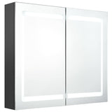 Armoire de salle de bain à miroir LED gris 80x12x68 cm