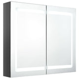 Armoire de salle de bain à miroir LED Gris brillant 80x12x68 cm