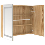 Armoire de salle de bain à miroir LED Chêne 80x12x68 cm