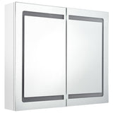 Armoire de salle de bain à miroir LED Blanc brillant 80x12x68cm