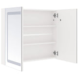 Armoire de salle de bain à miroir LED Blanc brillant 80x12x68cm