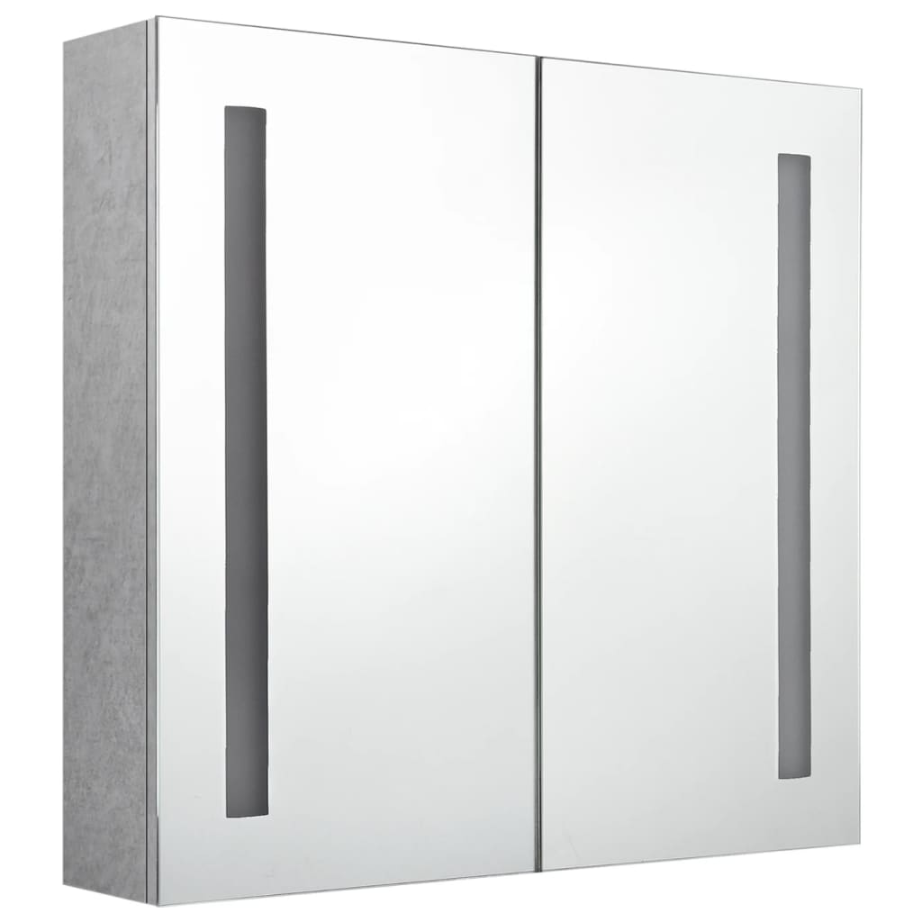 Armoire de salle de bain à miroir LED Gris béton 62x14x60 cm