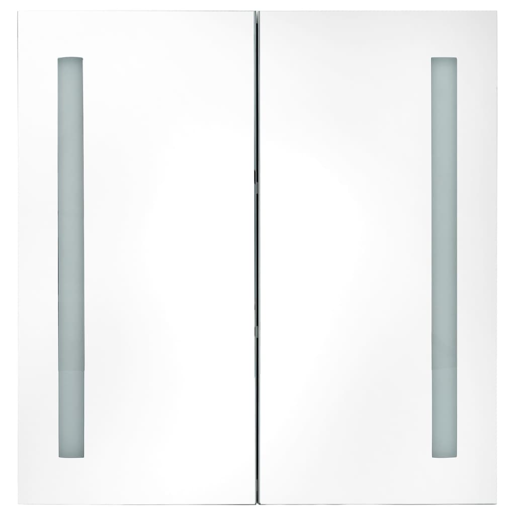 Armoire de salle de bain à miroir LED Gris béton 62x14x60 cm