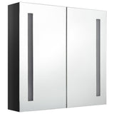 Armoire de salle de bain à miroir LED noir brillant 62x14x60 cm