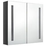 Armoire de salle de bain à miroir LED Gris brillant 62x14x60 cm