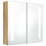 Armoire de salle de bain à miroir LED Chêne 62x14x60 cm