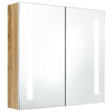 Armoire de salle de bain à miroir LED blanc et chêne 62x14x60cm