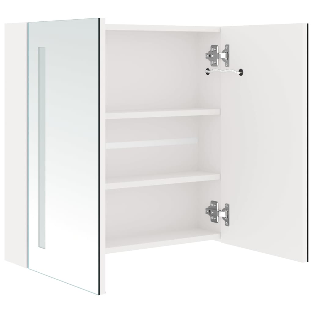 Armoire de salle de bain à miroir LED Blanc brillant 62x14x60cm