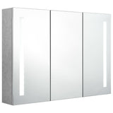 Armoire de salle de bain à miroir LED Gris béton 89x14x62 cm