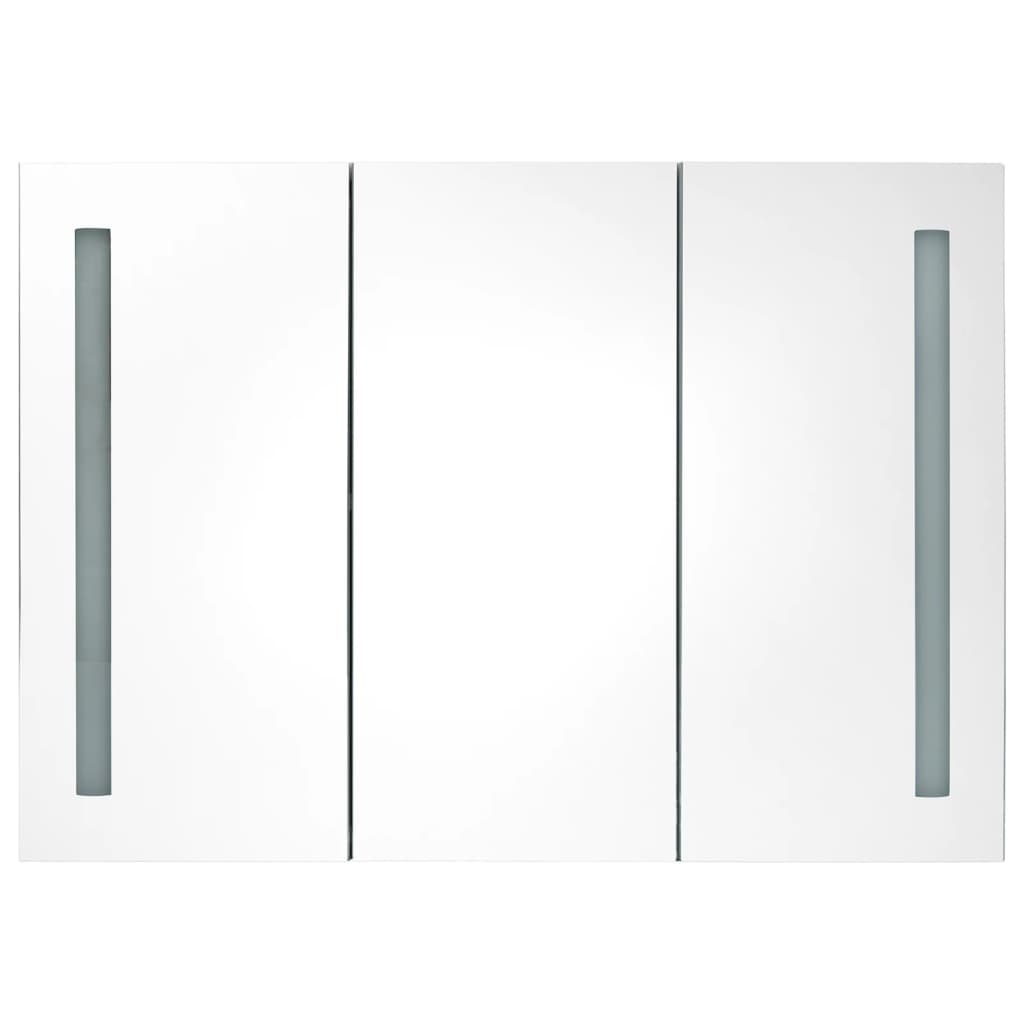 Armoire de salle de bain à miroir LED Gris béton 89x14x62 cm